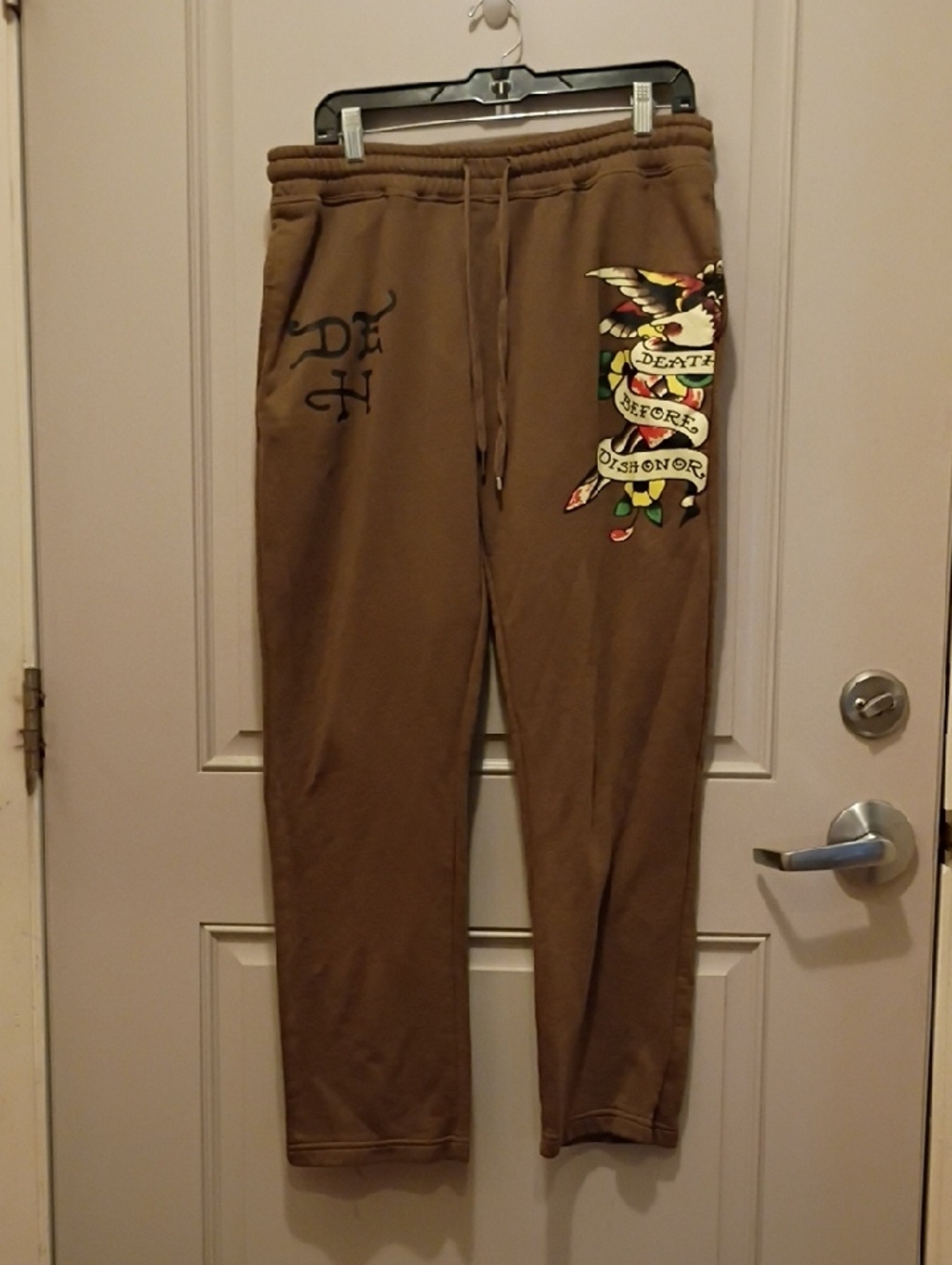 Ed Hardy Brown Death By Dishonor Sweatpants Size M